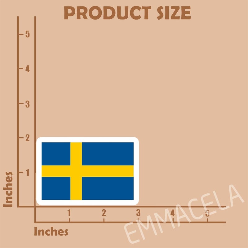 EMMACELA (3PCS) Sweden Flag stickers, Countries Flag Stickers - Waterproof Vinyl Decals For Laptops, Tumblers, Water Bottles, Books, Scrapbooks, Size 3 x 2 Inch - Image 2